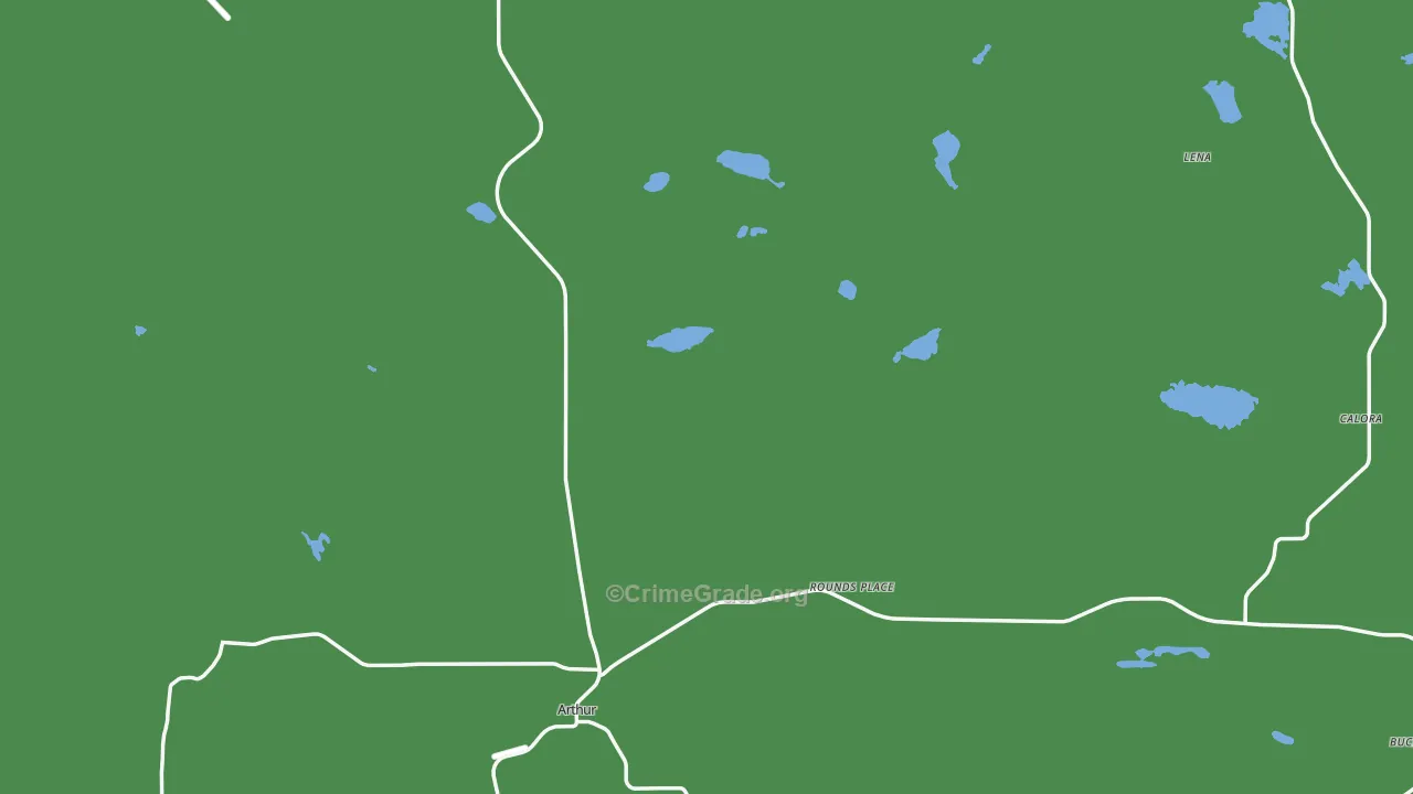 Arthur, NE Map of Vehicle Theft Rates
