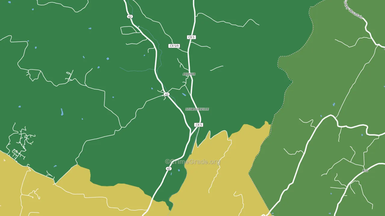 Arthur, WV Map of Vehicle Theft Rates