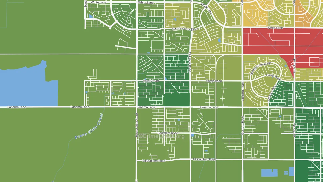 Artisan, Bakersfield, CA Map of Vehicle Theft Rates