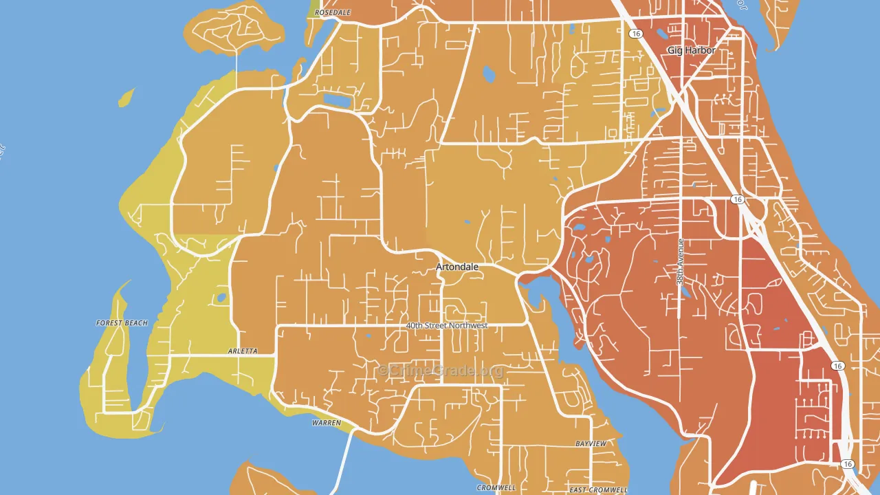 Artondale, WA Map of Vehicle Theft Rates