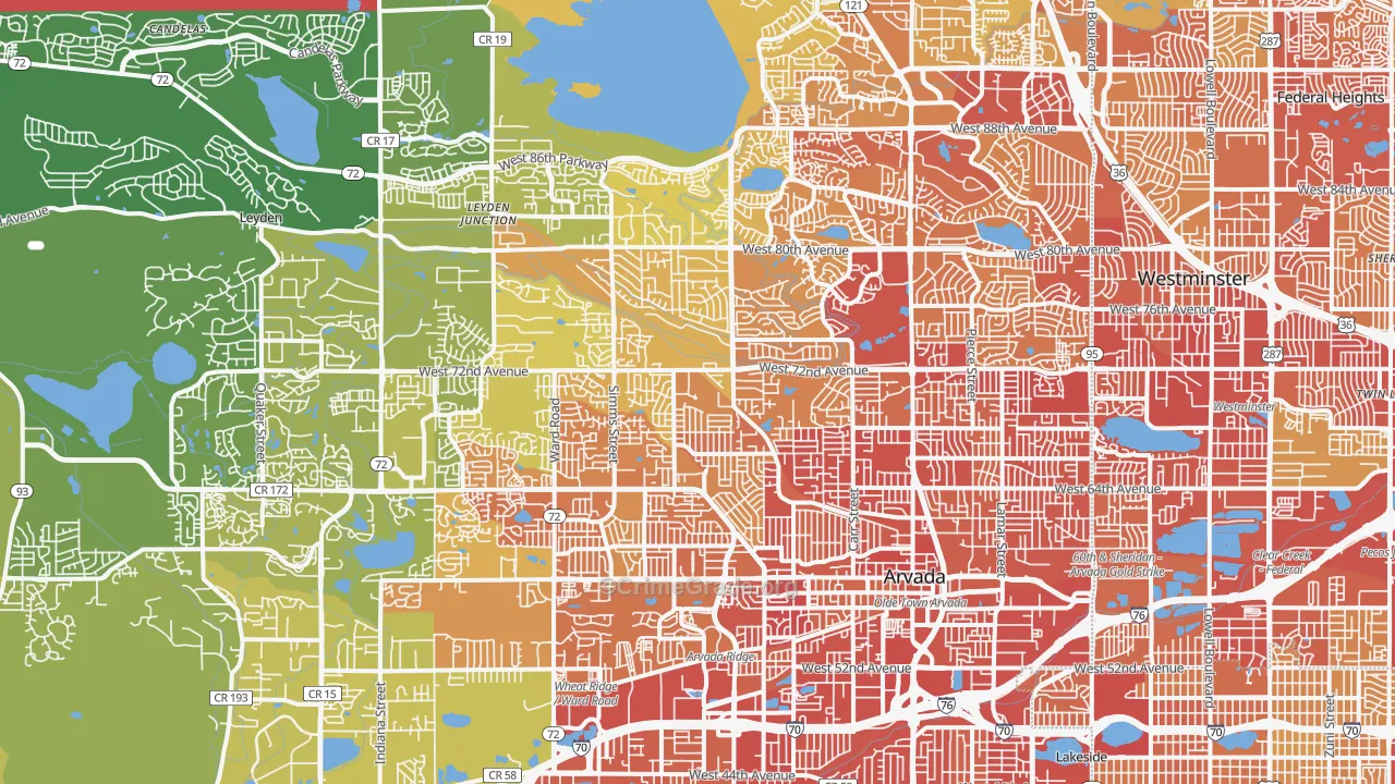 Arvada, CO Map of Vehicle Theft Rates