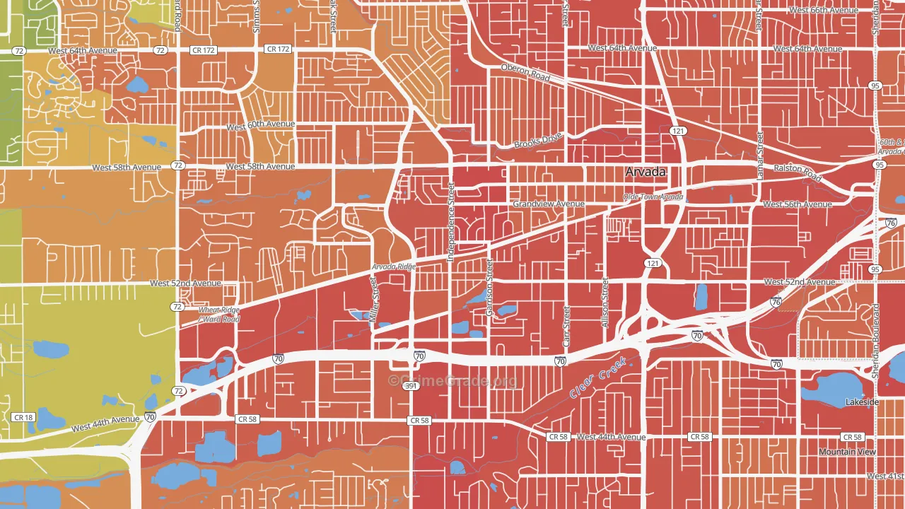 Arvada Plaza Area, Arvada, CO Map of Vehicle Theft Rates