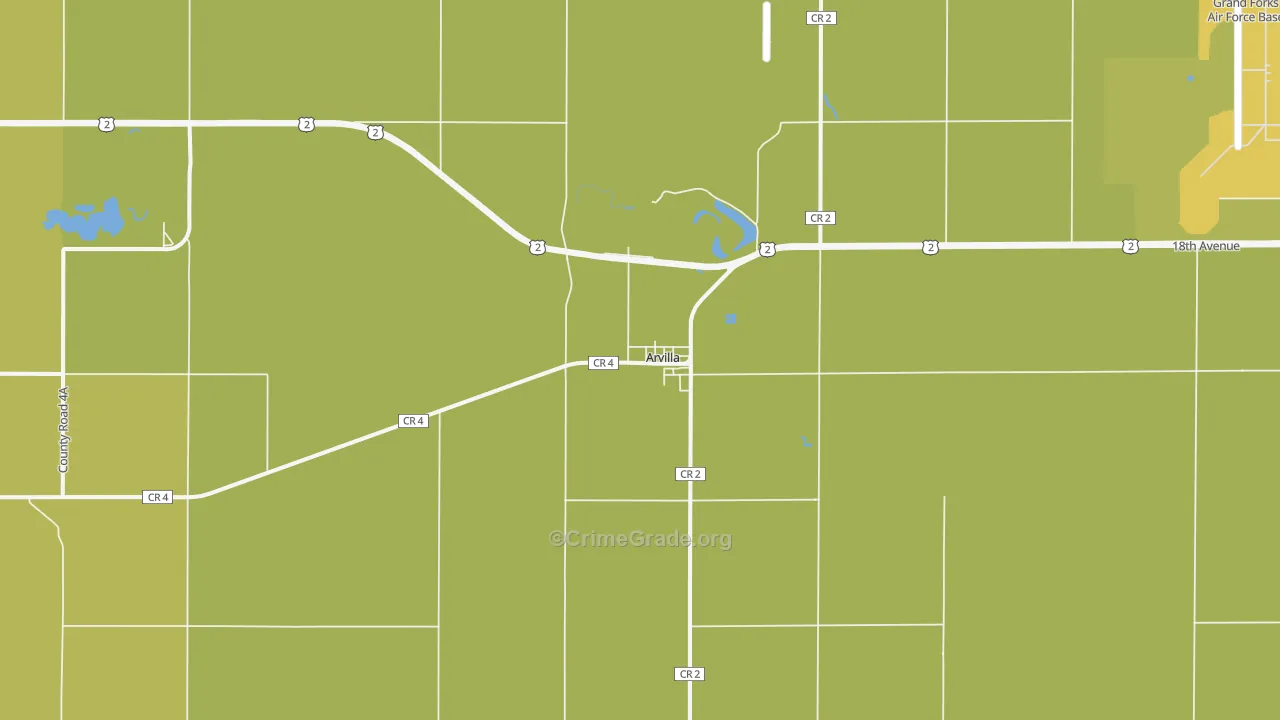 Arvilla, ND Map of Vehicle Theft Rates
