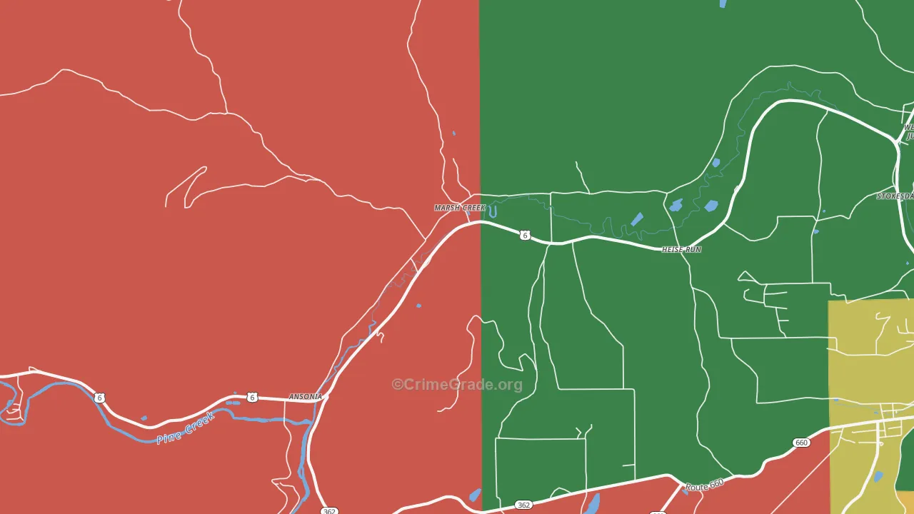 Asaph, PA Map of Vehicle Theft Rates