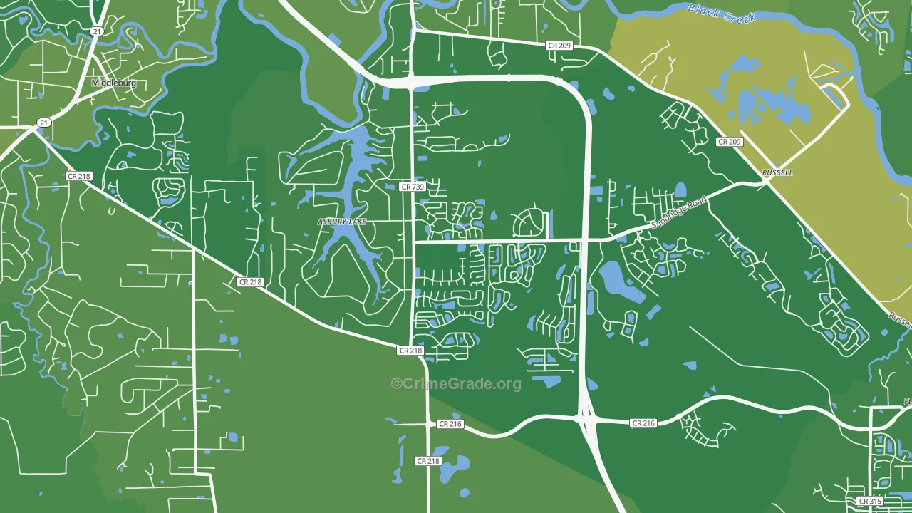 Asbury Lake, FL Map of Vehicle Theft Rates