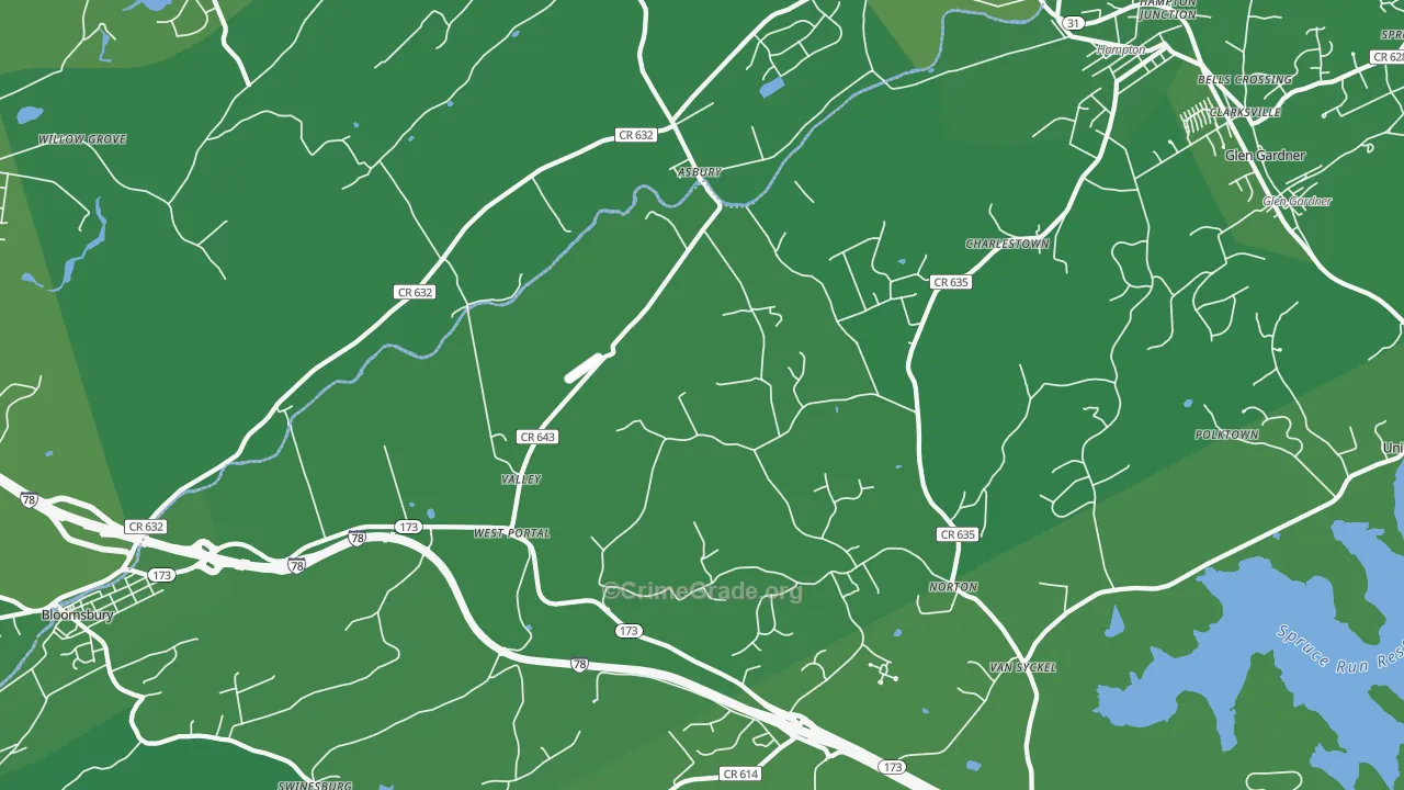 Asbury, NJ Map of Vehicle Theft Rates