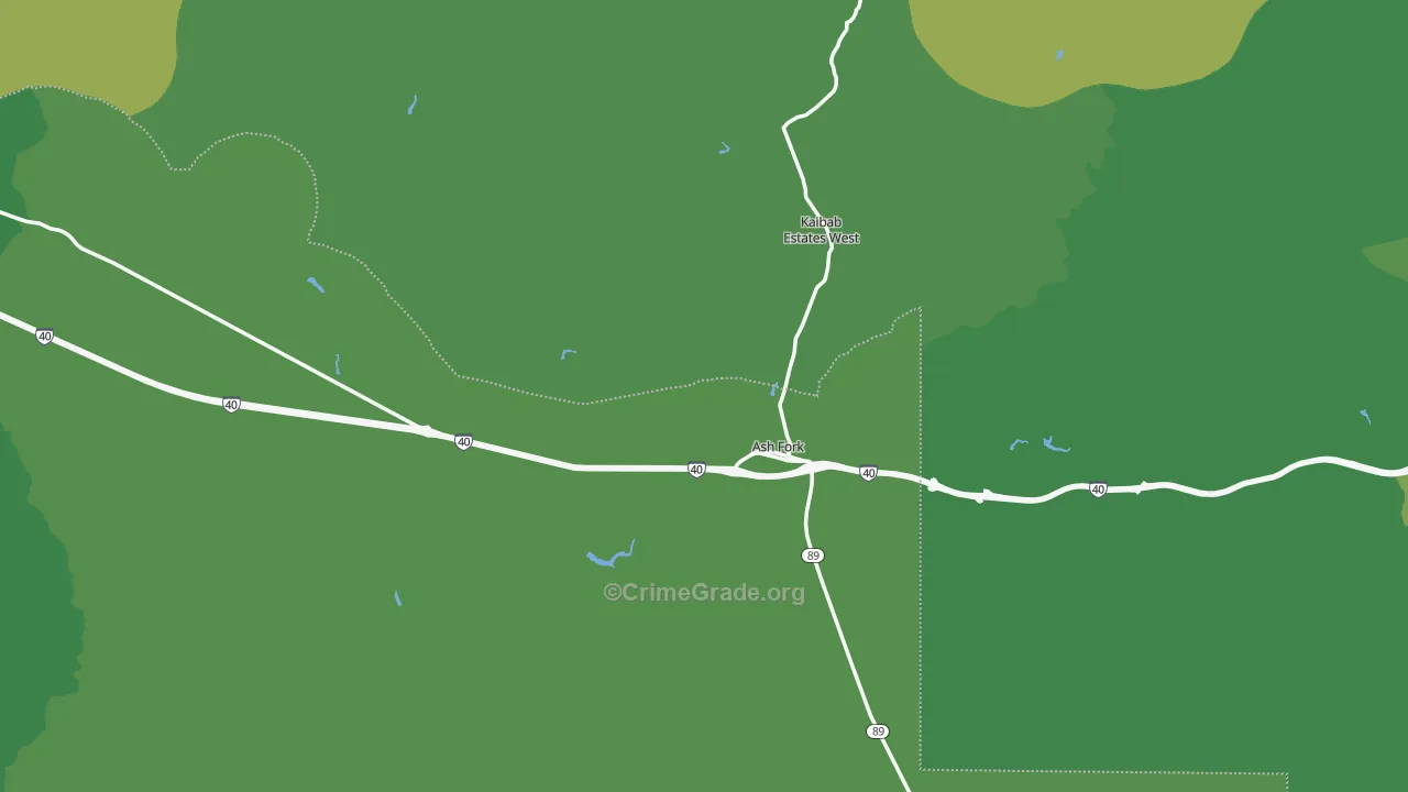 Ash Fork, AZ Map of Vehicle Theft Rates