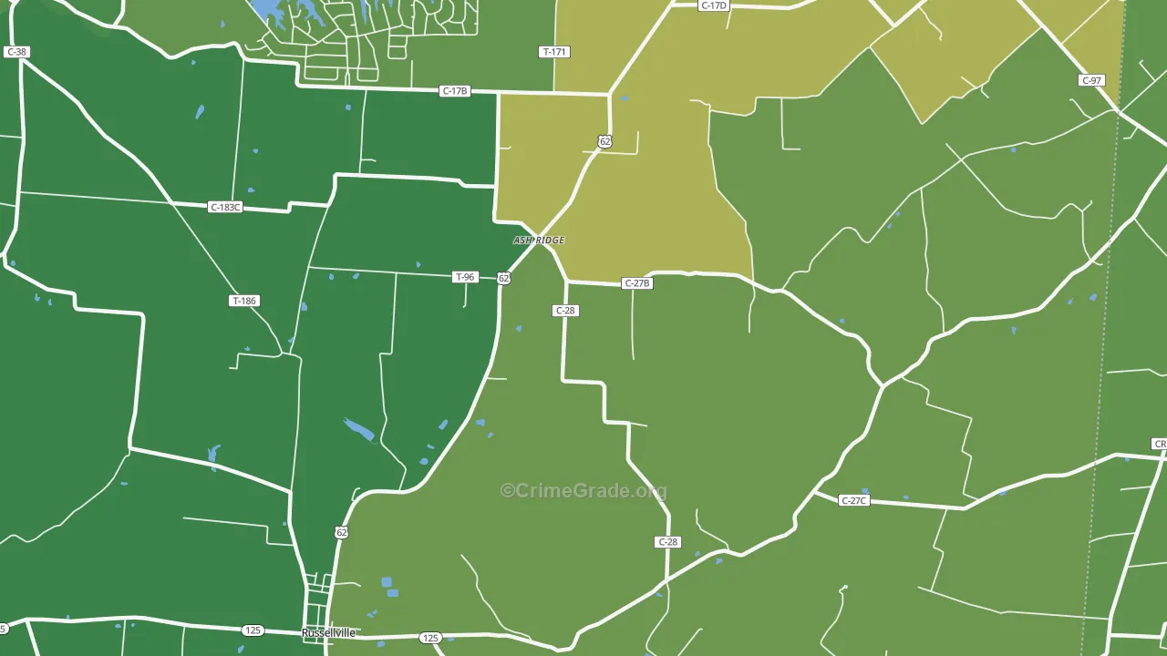 Ash Ridge, OH Map of Vehicle Theft Rates