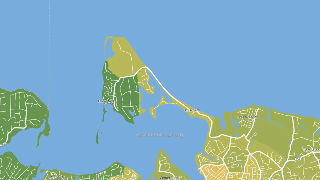Asharoken, NY Map of Vehicle Theft Rates