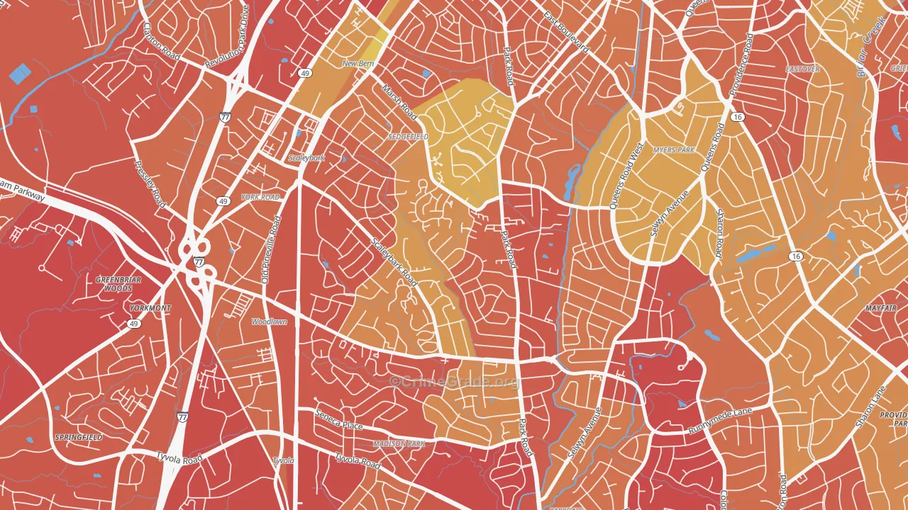 Ashbrook-Clawson Village, Charlotte, NC Map of Vehicle Theft Rates