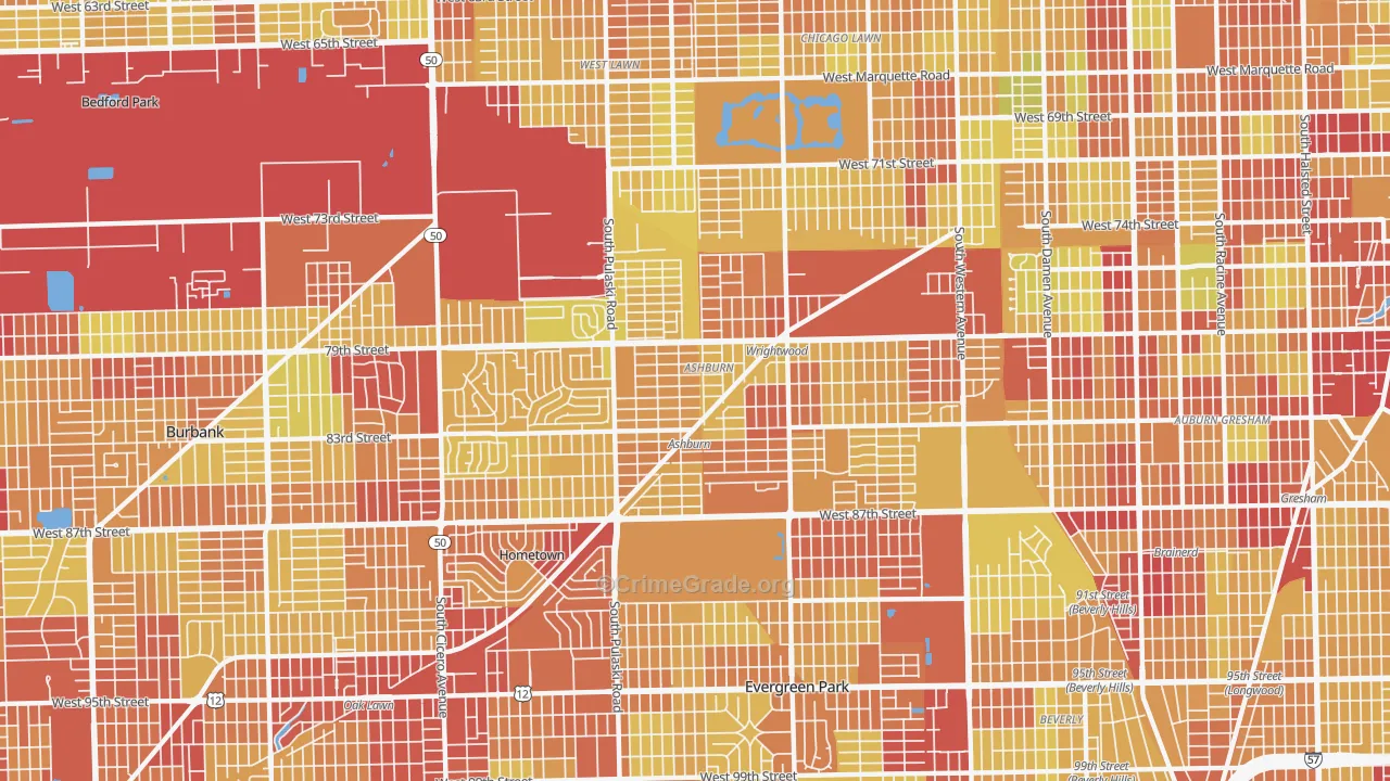 Ashburn, Chicago, IL Map of Vehicle Theft Rates