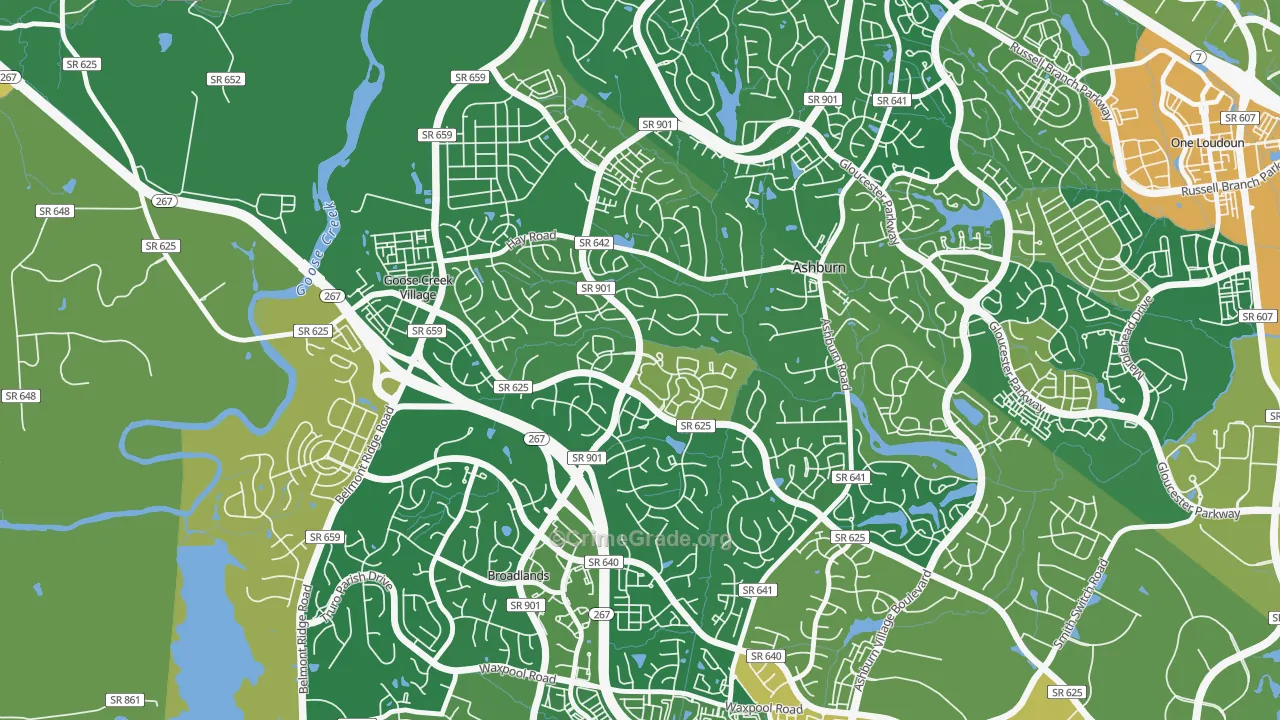 Ashburn Farm, Ashburn, VA Map of Vehicle Theft Rates