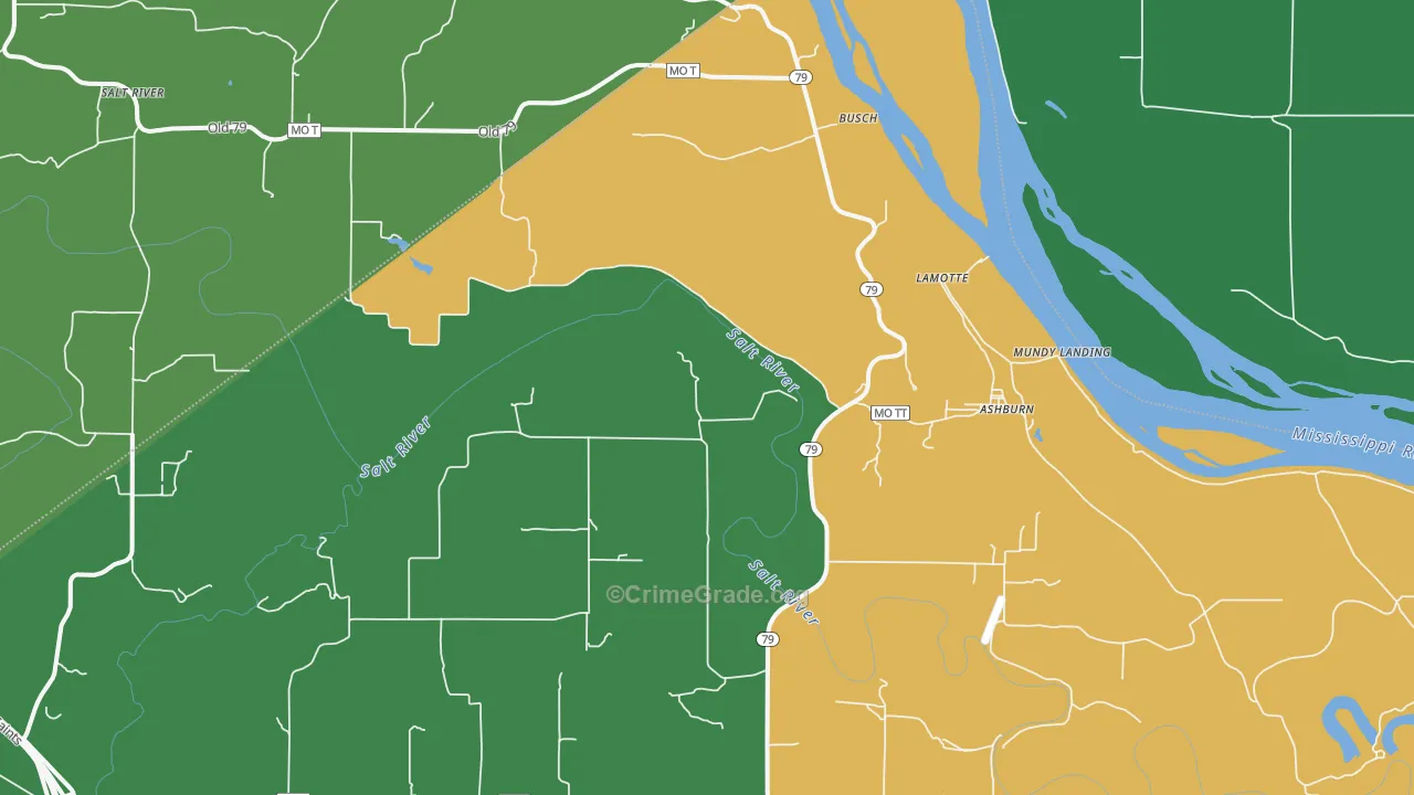 Ashburn, MO Map of Vehicle Theft Rates