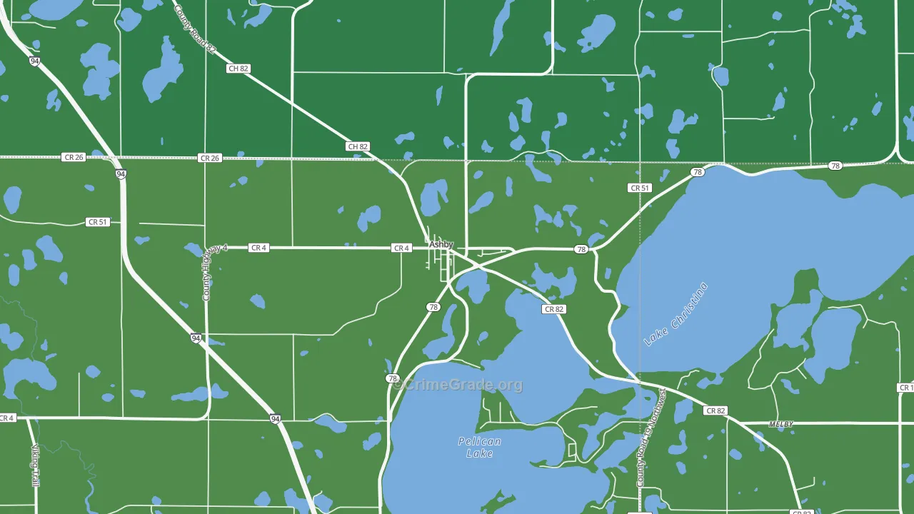 Ashby, MN Map of Vehicle Theft Rates