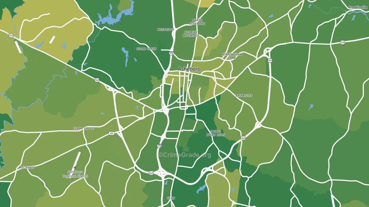Asheboro, NC Map of Vehicle Theft Rates