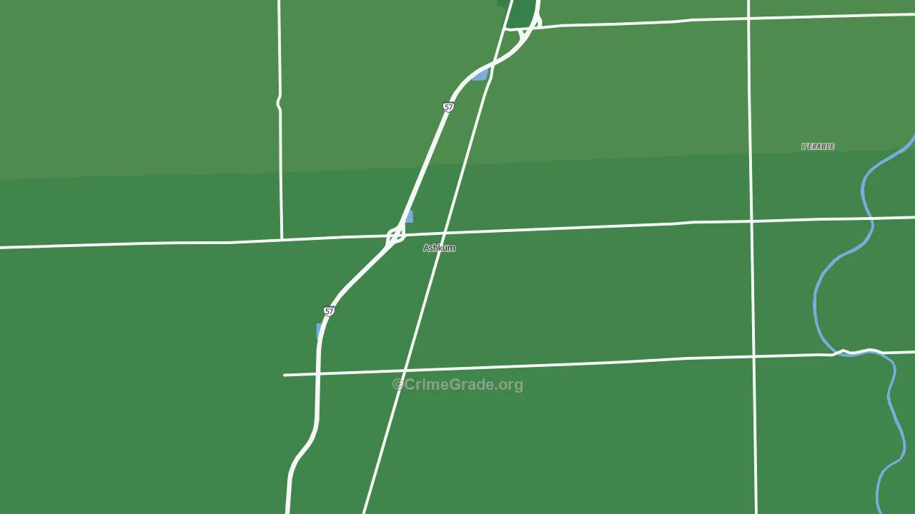 Ashkum, IL Map of Vehicle Theft Rates