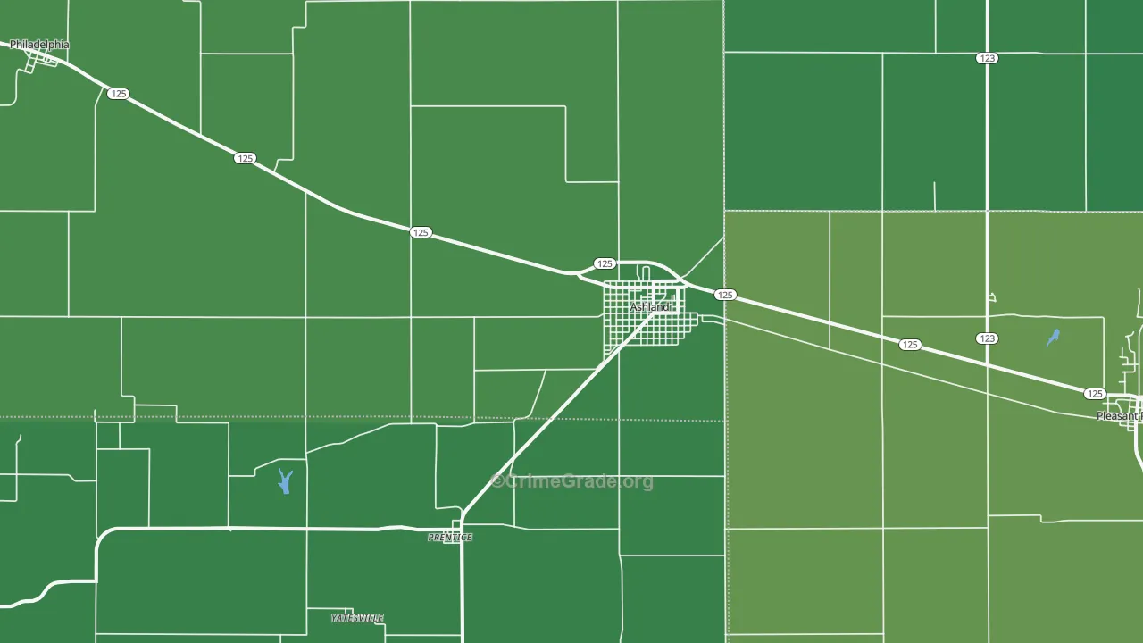 Ashland, IL Map of Vehicle Theft Rates