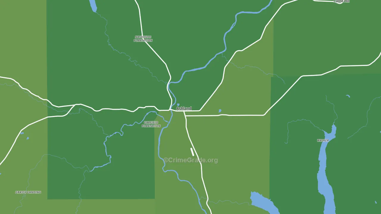 Ashland, ME Map of Vehicle Theft Rates