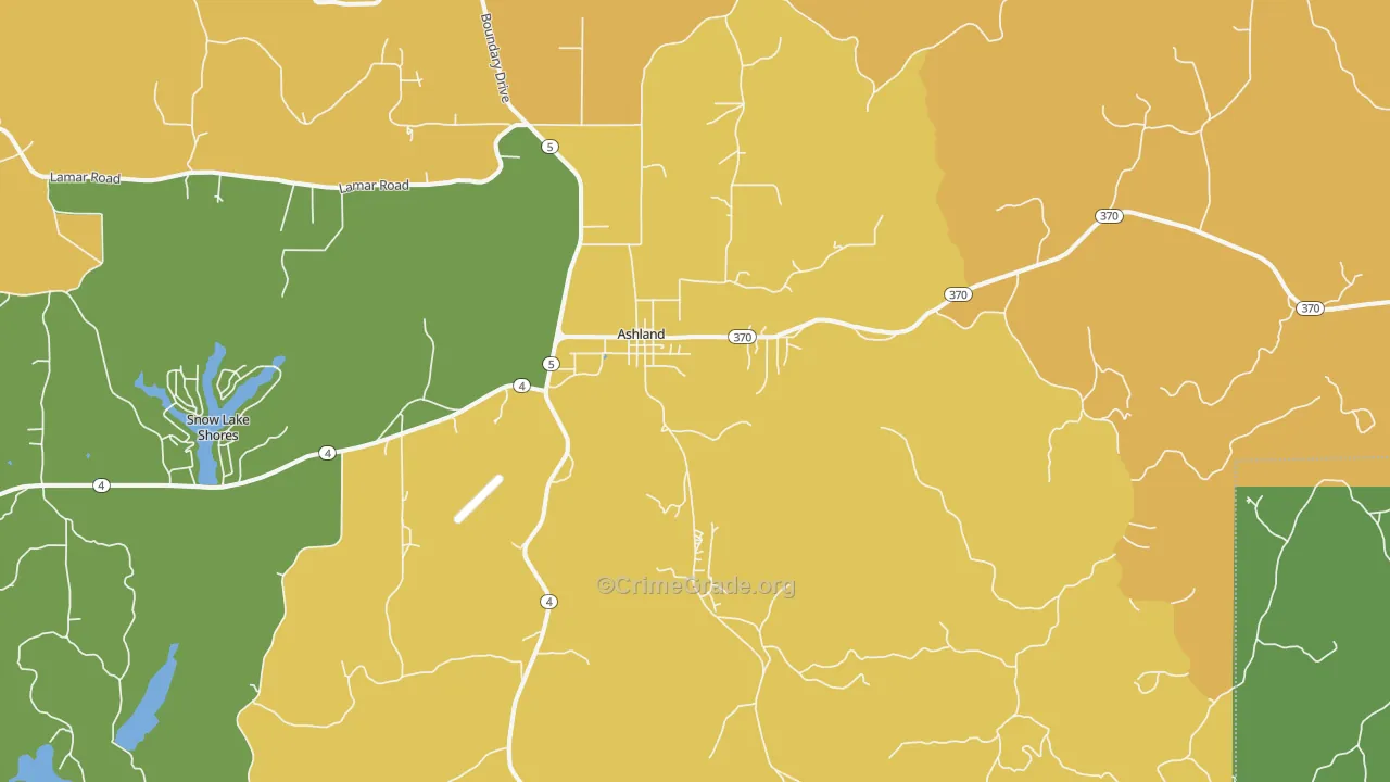 Ashland, MS Map of Vehicle Theft Rates