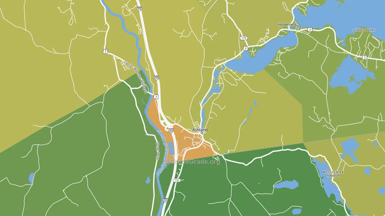 Ashland, NH Map of Vehicle Theft Rates