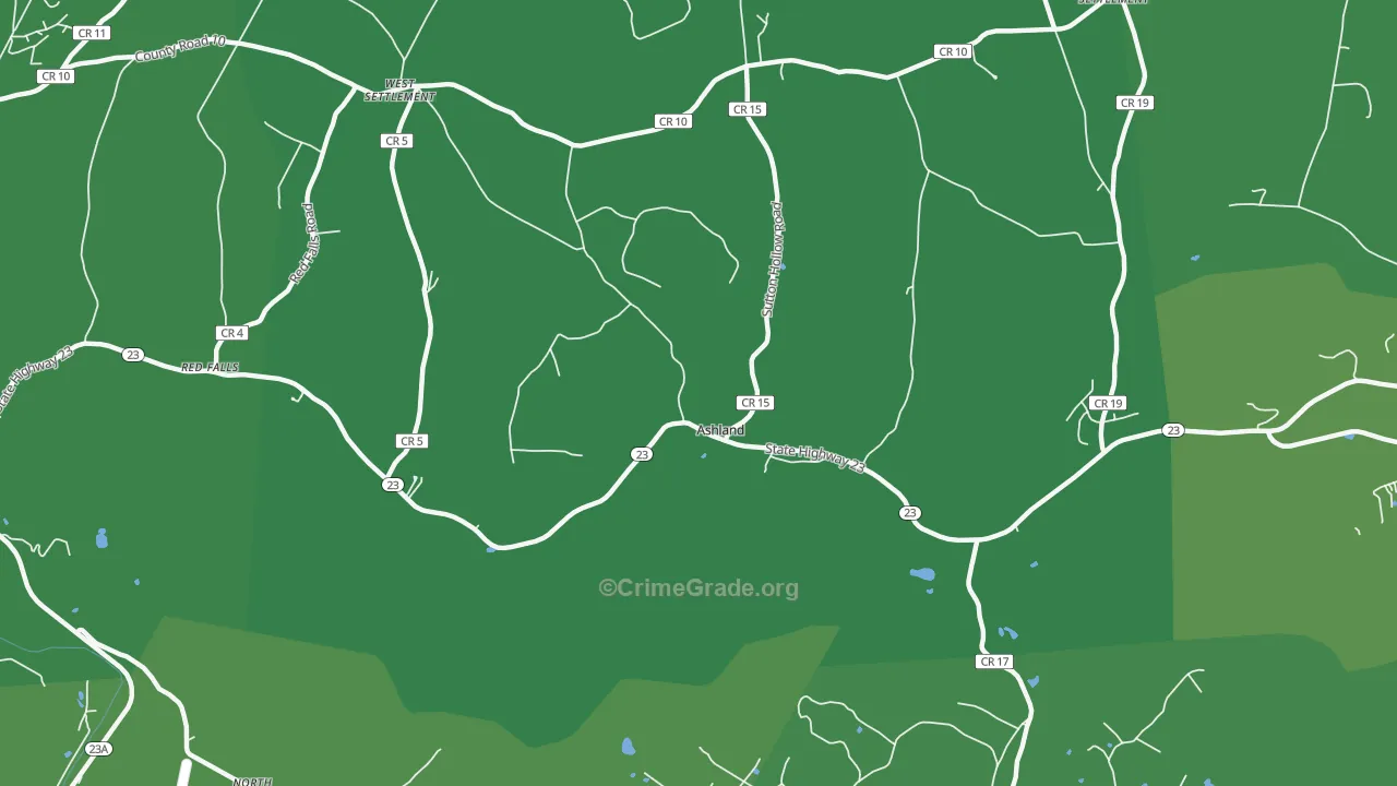 Ashland, NY Map of Vehicle Theft Rates