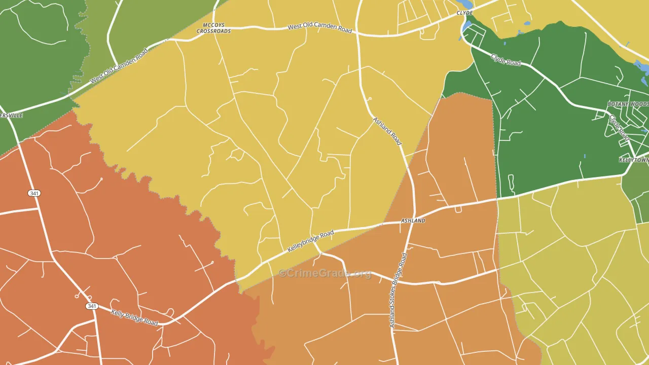 Ashland, SC Map of Vehicle Theft Rates
