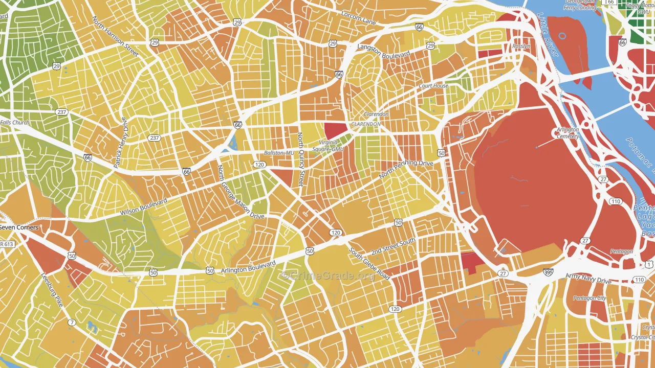 Ashton Heights, Arlington, VA Map of Vehicle Theft Rates