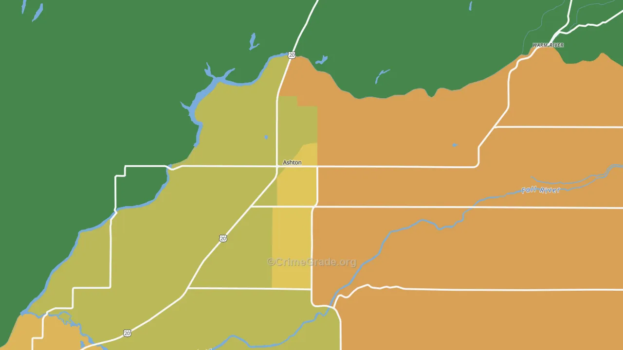 Ashton, ID Map of Vehicle Theft Rates