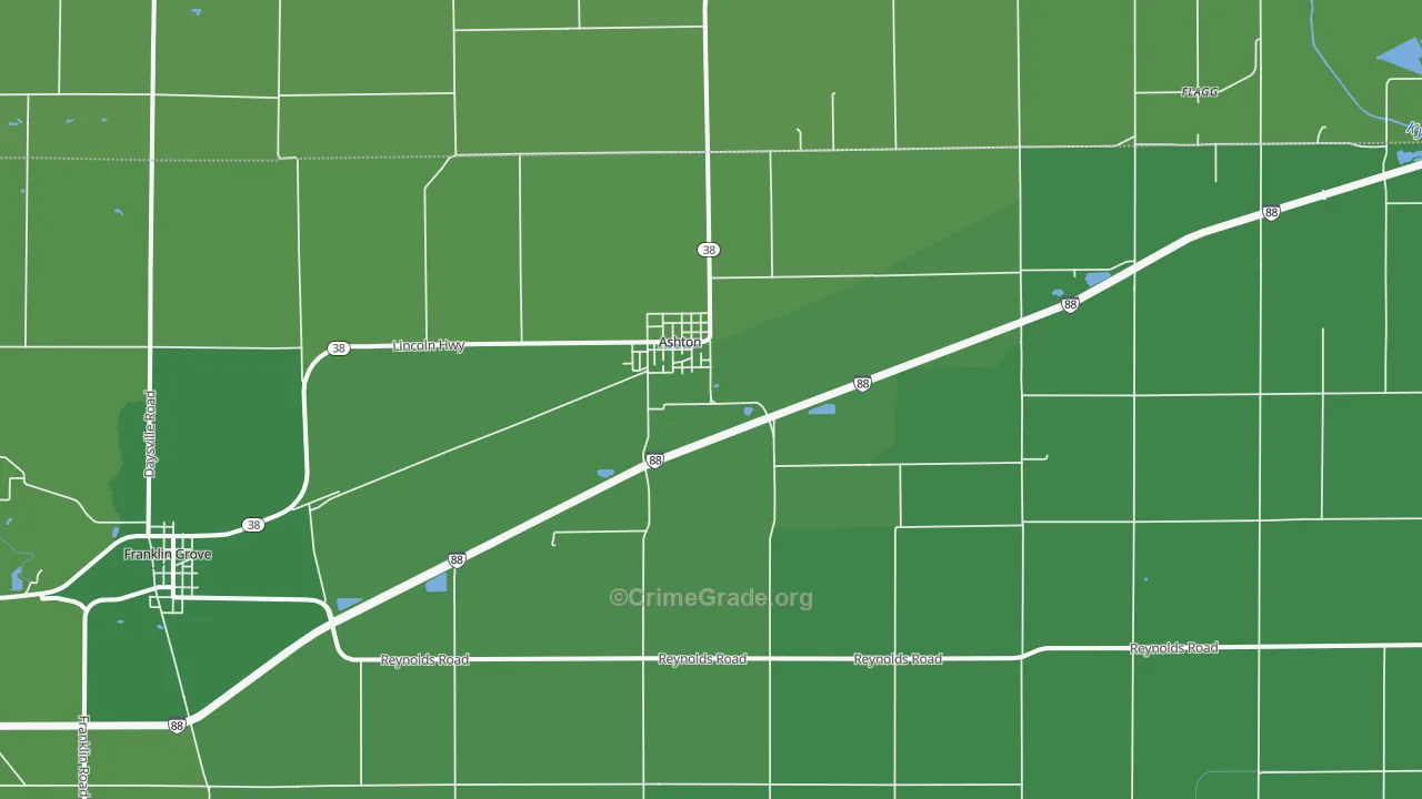 Ashton, IL Map of Vehicle Theft Rates