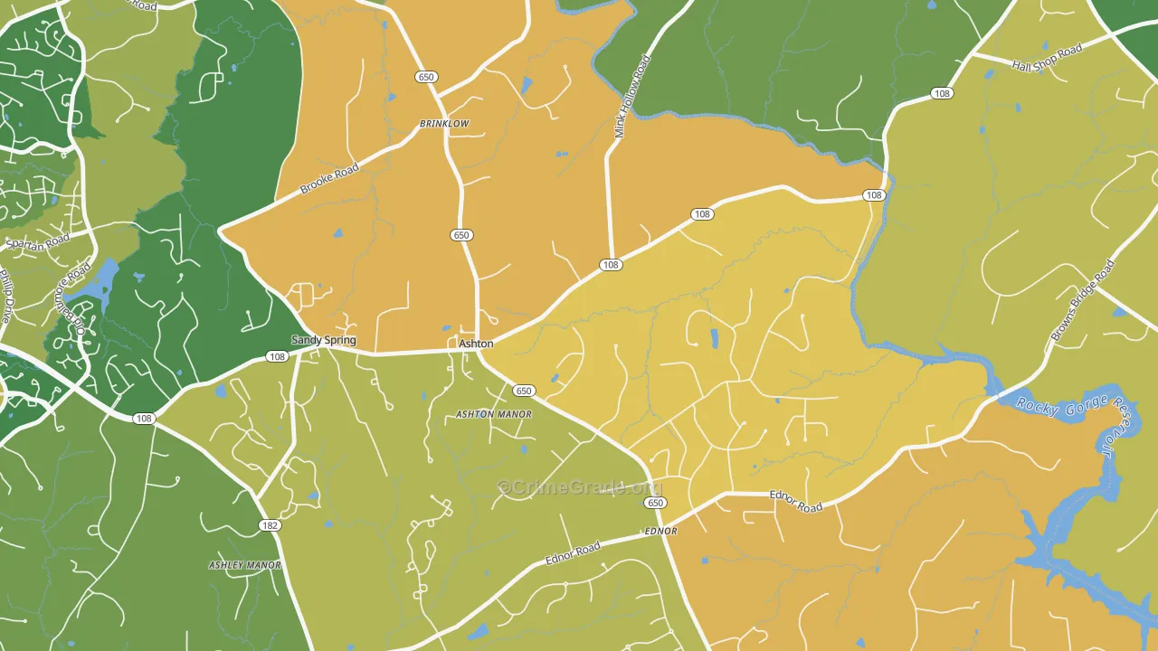 Ashton, MD Map of Vehicle Theft Rates