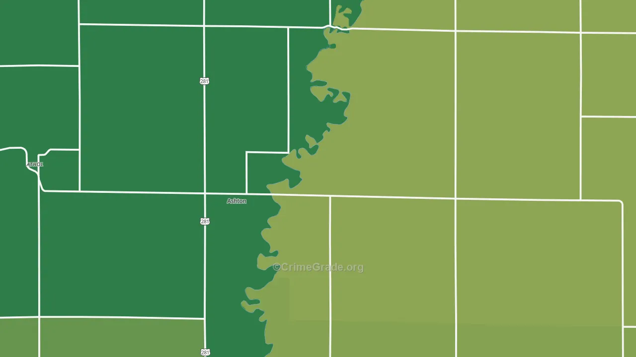 Ashton, SD Map of Vehicle Theft Rates