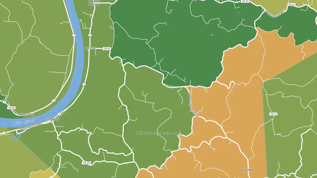 Ashton, WV Map of Vehicle Theft Rates