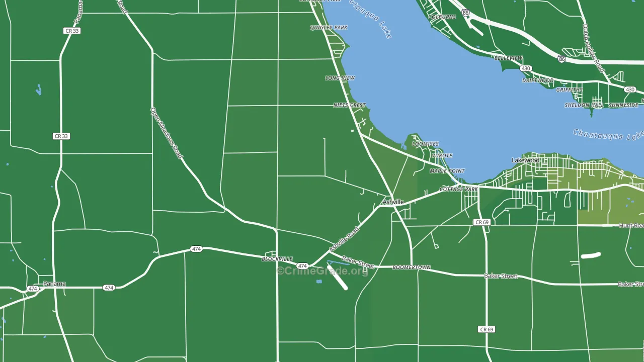 Ashville, NY Map of Vehicle Theft Rates
