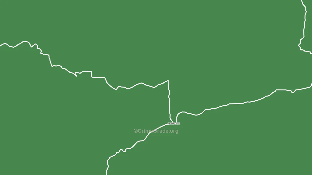 Ashwood, OR Map of Vehicle Theft Rates