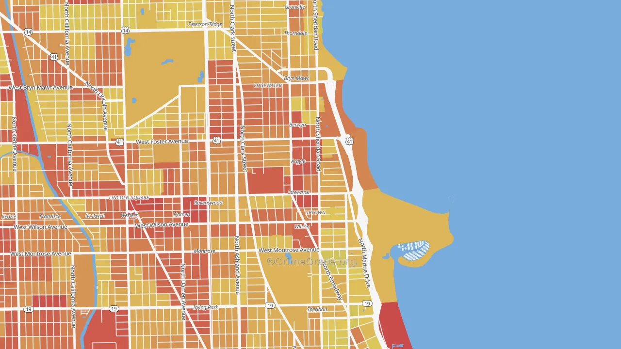 Asia on Argyle, Chicago, IL Map of Vehicle Theft Rates