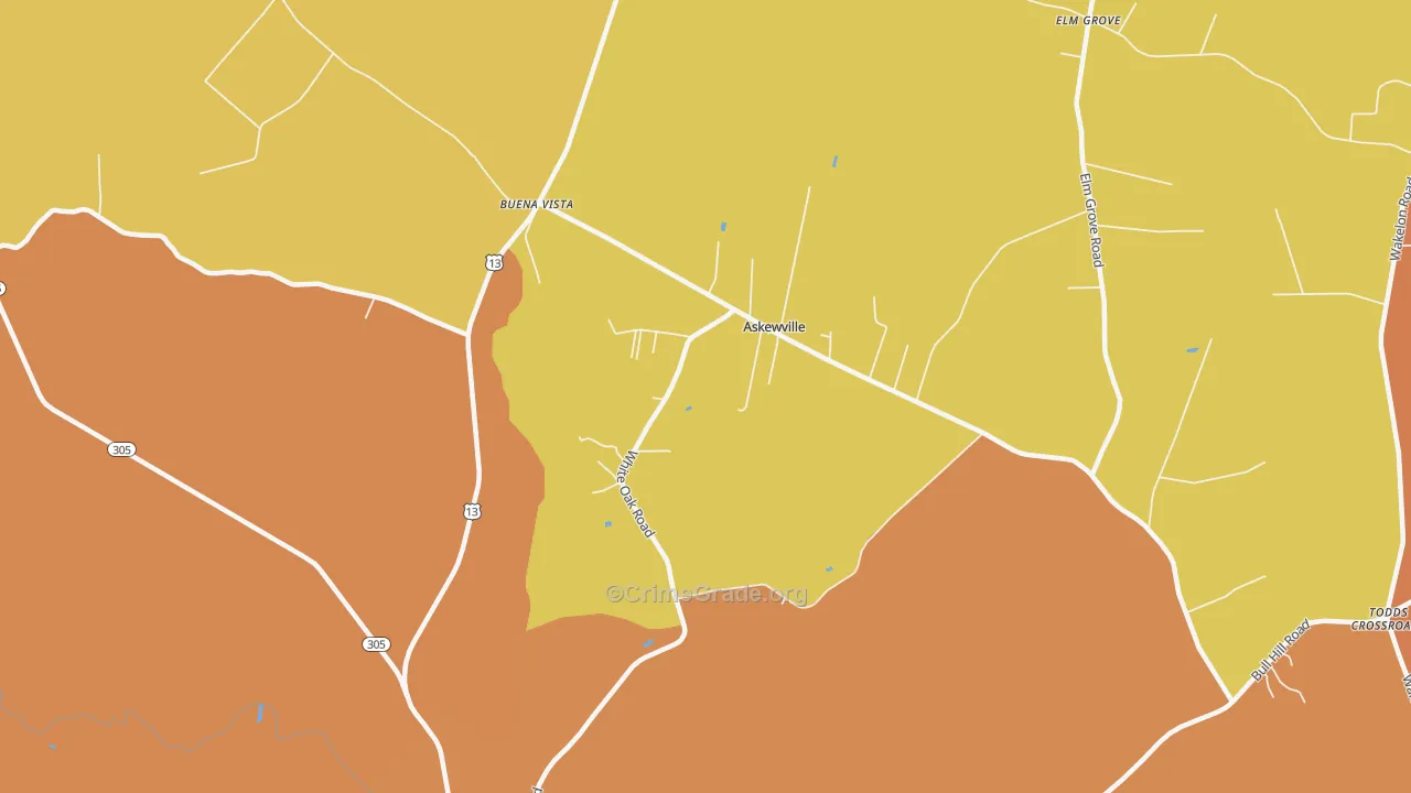 Askewville, NC Map of Vehicle Theft Rates