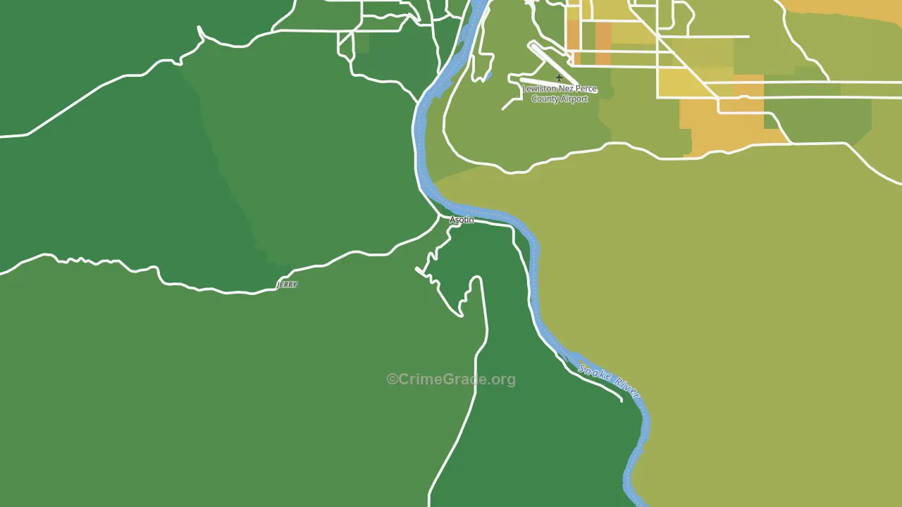 Asotin, WA Map of Vehicle Theft Rates
