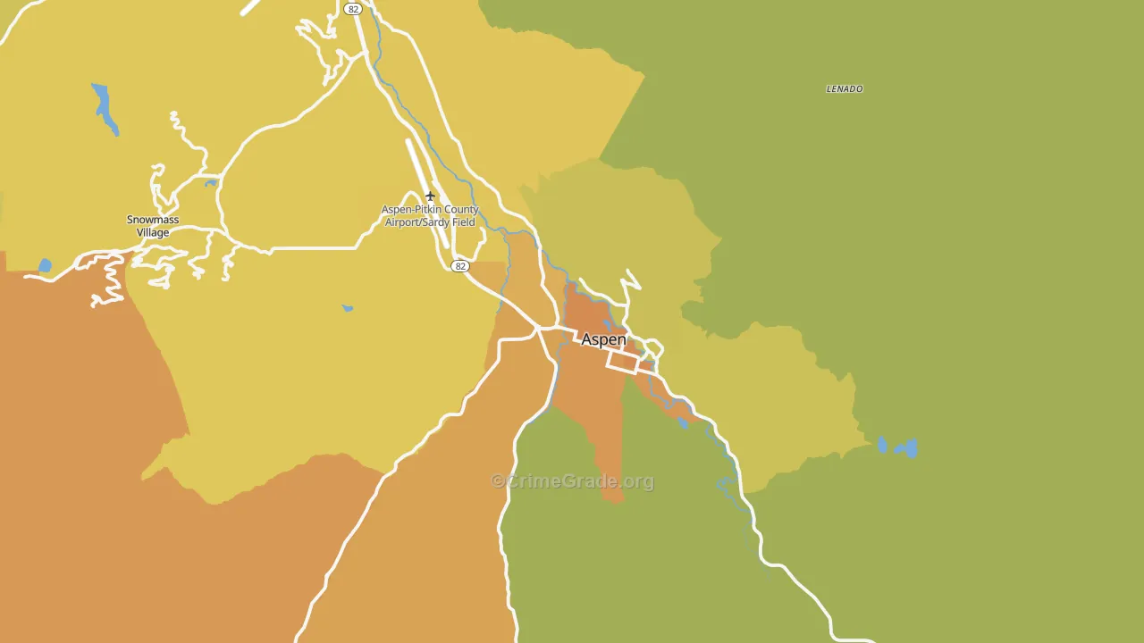 Aspen, CO Map of Vehicle Theft Rates