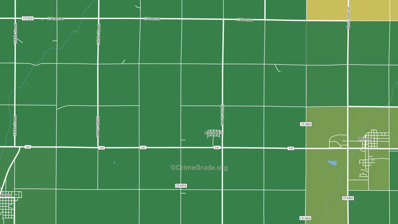 Aspinwall, IA Map of Vehicle Theft Rates