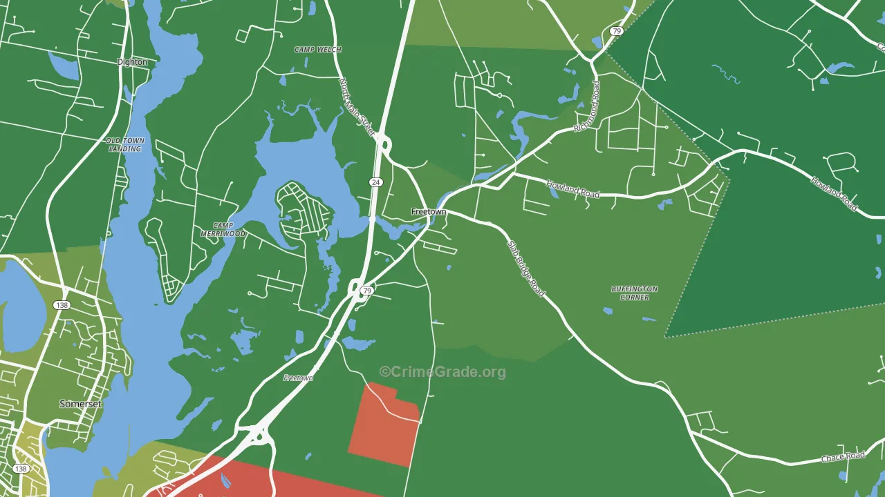 Assonet, MA Map of Vehicle Theft Rates