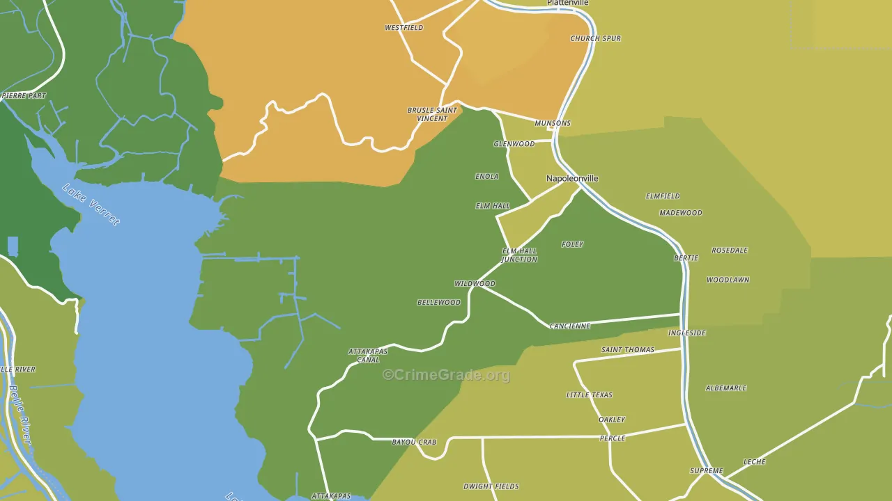 Assumption Parish, LA Map of Vehicle Theft Rates