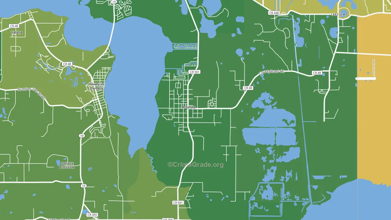 Astatula, FL Map of Vehicle Theft Rates