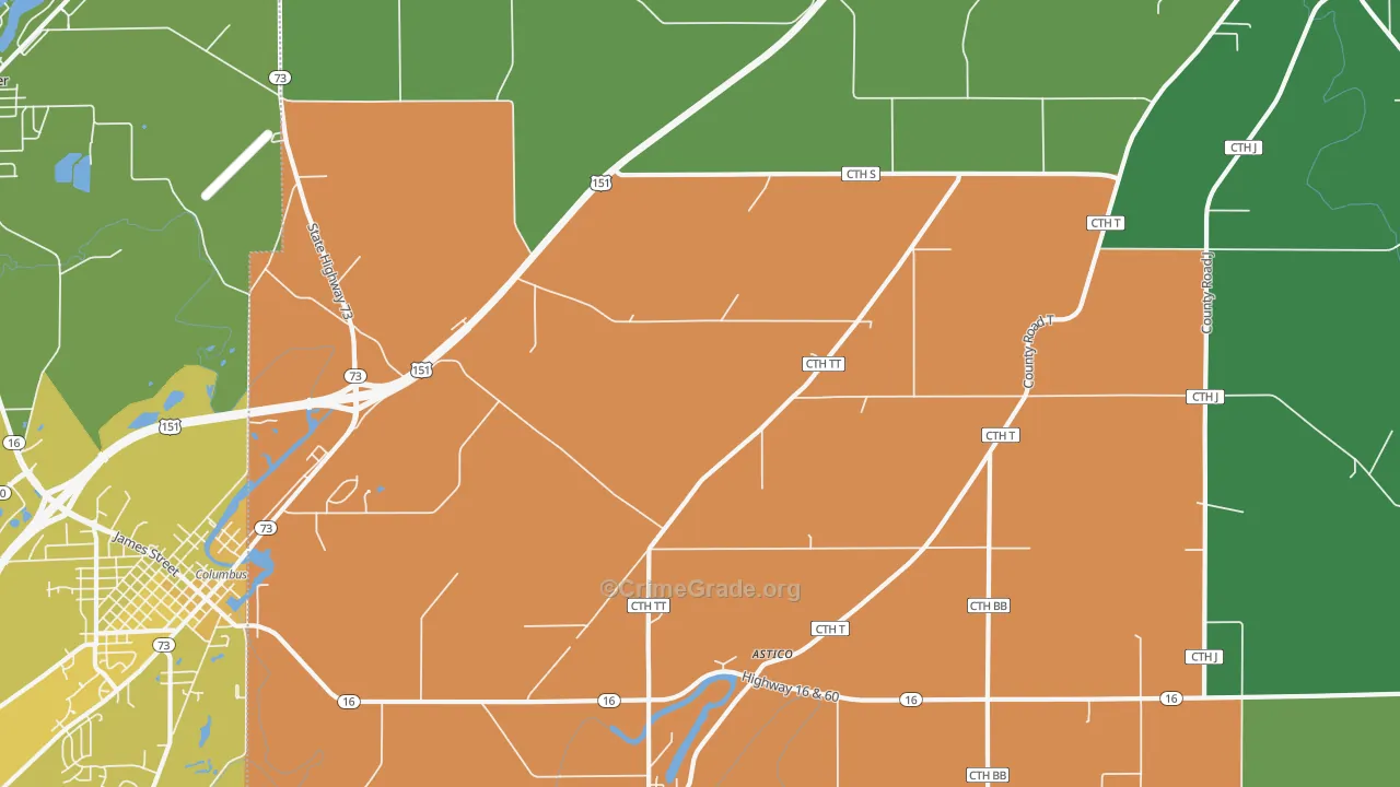 Astico, WI Map of Vehicle Theft Rates
