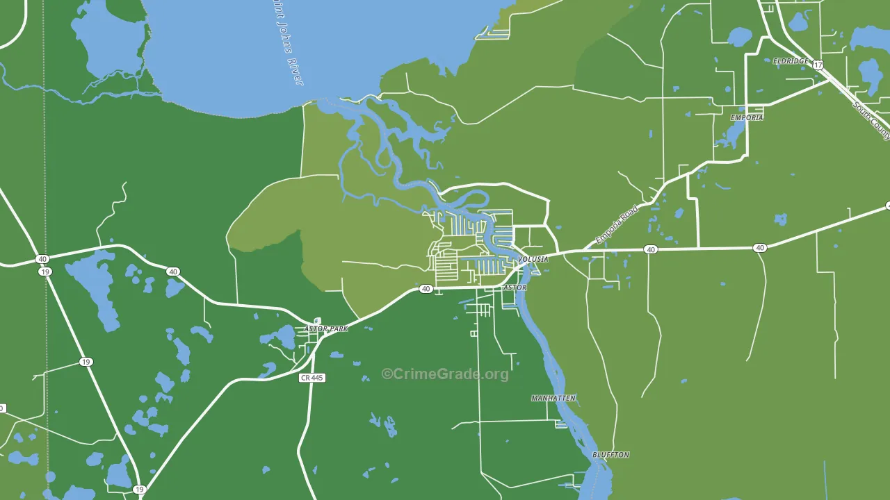 Astor, FL Map of Vehicle Theft Rates