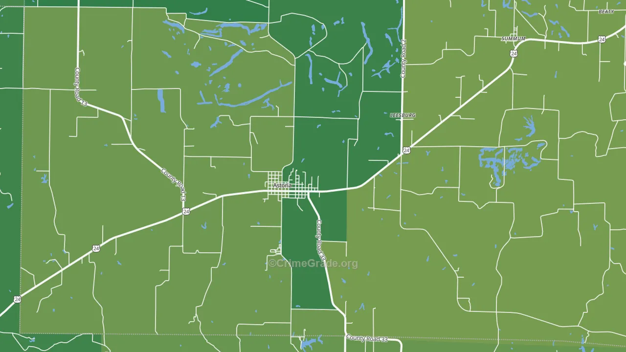 Astoria, IL Map of Vehicle Theft Rates
