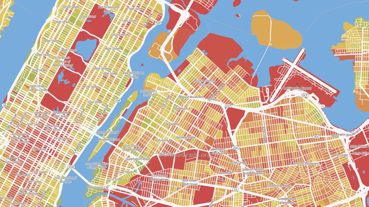 Astoria, Queens, NY Map of Vehicle Theft Rates