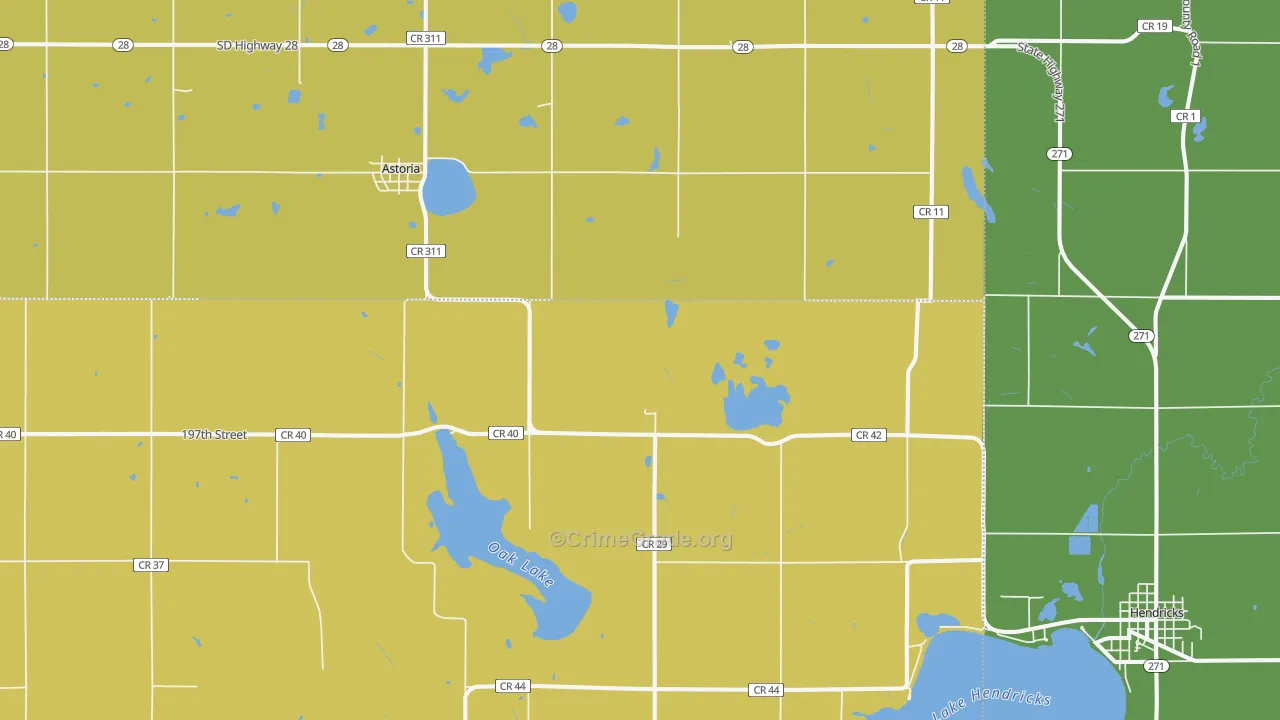 Astoria, SD Map of Vehicle Theft Rates