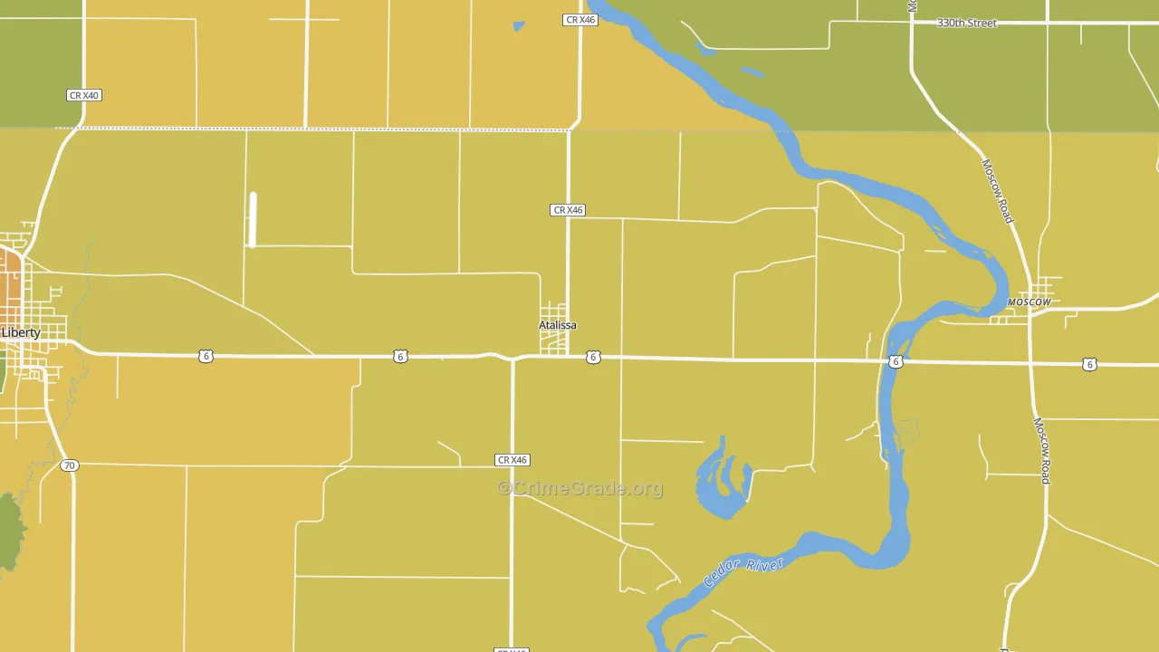 Atalissa, IA Map of Vehicle Theft Rates