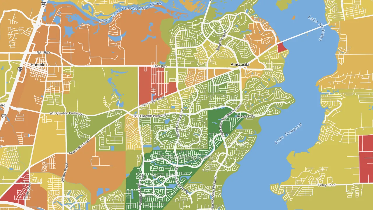 Atascocita, TX Map of Vehicle Theft Rates