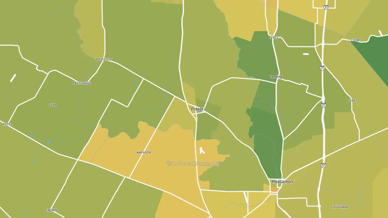 Atascosa County, TX Map of Vehicle Theft Rates